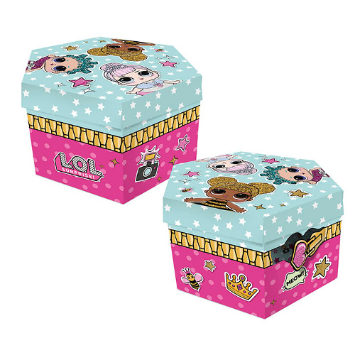 Caixa Surpresa Sextavada LOL 12x12x6cm 08 unidades